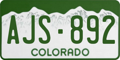 CO license plate AJS892