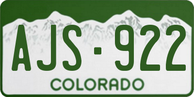 CO license plate AJS922