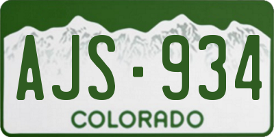 CO license plate AJS934