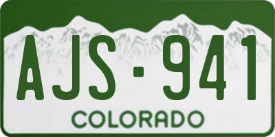 CO license plate AJS941