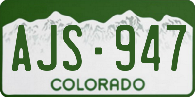 CO license plate AJS947