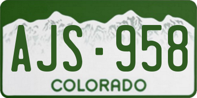 CO license plate AJS958