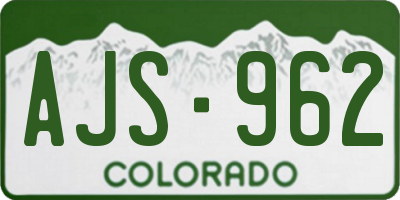 CO license plate AJS962