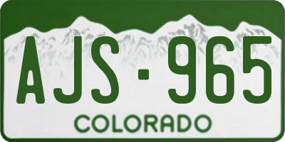 CO license plate AJS965