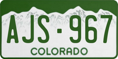 CO license plate AJS967