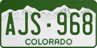 CO license plate AJS968