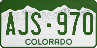 CO license plate AJS970