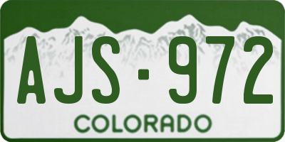 CO license plate AJS972