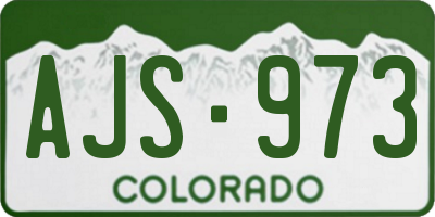 CO license plate AJS973