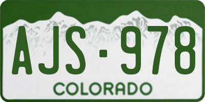 CO license plate AJS978