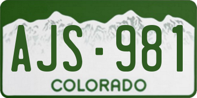 CO license plate AJS981