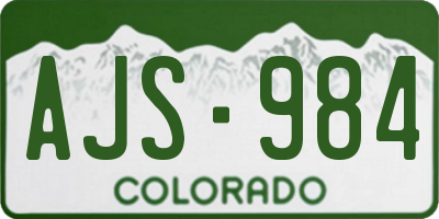 CO license plate AJS984