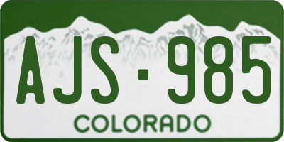 CO license plate AJS985