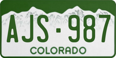 CO license plate AJS987