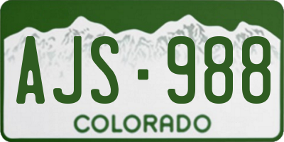 CO license plate AJS988