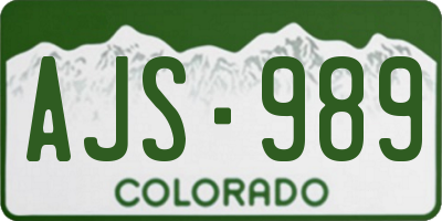 CO license plate AJS989
