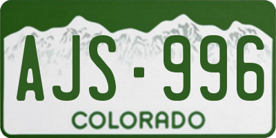 CO license plate AJS996
