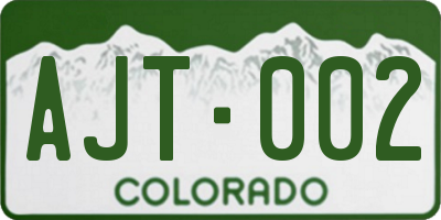 CO license plate AJT002
