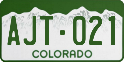 CO license plate AJT021