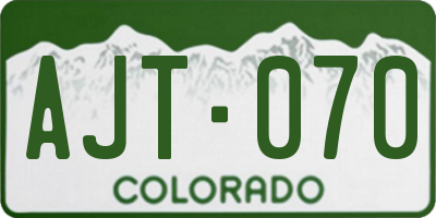 CO license plate AJT070