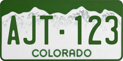 CO license plate AJT123