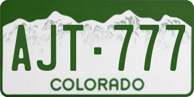 CO license plate AJT777