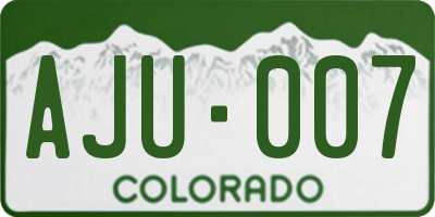 CO license plate AJU007