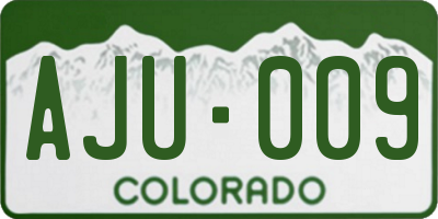 CO license plate AJU009