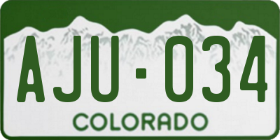 CO license plate AJU034