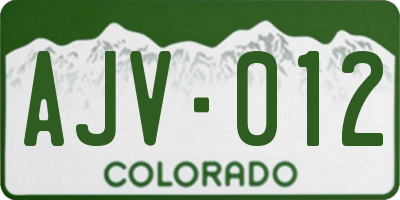 CO license plate AJV012