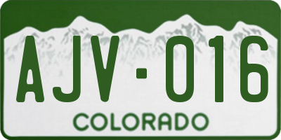 CO license plate AJV016