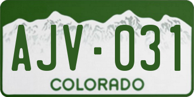 CO license plate AJV031
