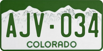 CO license plate AJV034