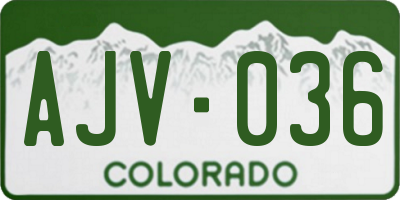 CO license plate AJV036