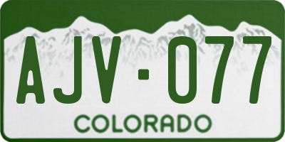 CO license plate AJV077