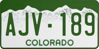 CO license plate AJV189