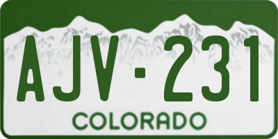 CO license plate AJV231