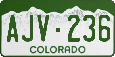 CO license plate AJV236