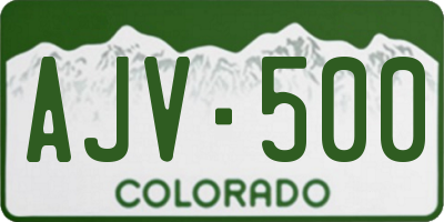 CO license plate AJV500