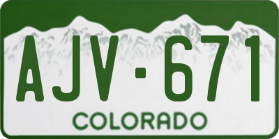 CO license plate AJV671