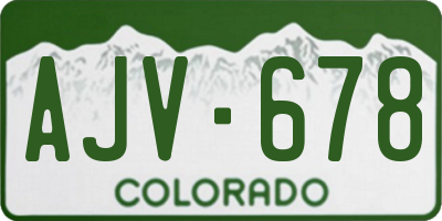 CO license plate AJV678