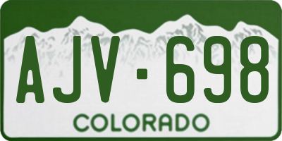CO license plate AJV698