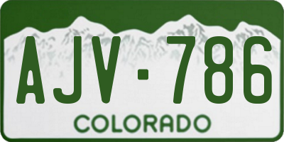 CO license plate AJV786