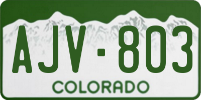 CO license plate AJV803