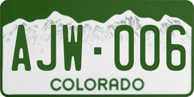 CO license plate AJW006