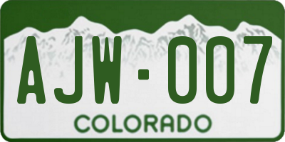 CO license plate AJW007