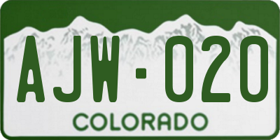 CO license plate AJW020