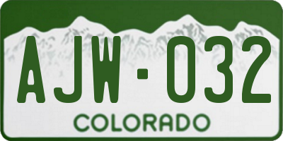 CO license plate AJW032