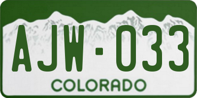 CO license plate AJW033