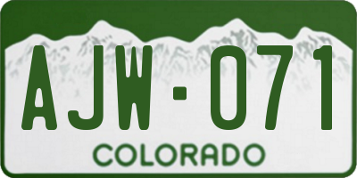 CO license plate AJW071